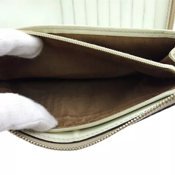 Celine long wallet Macadam Beige White Canvas x Leather Authentic USED - Picture 6 of 10